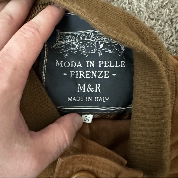 M & R Moda in Pelle Firenze Men’s Genuine Leather Suede Bomber Jacket Size 54 - Picture 3 of 7